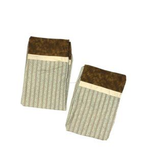 2 Vintage Pillowcases Brown Blue Percale Cotton